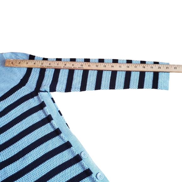 Talbots Blue & Black Striped Sweater. Tunic Length w/ Buttons. Petite LG. G86 - Picture 7 of 9